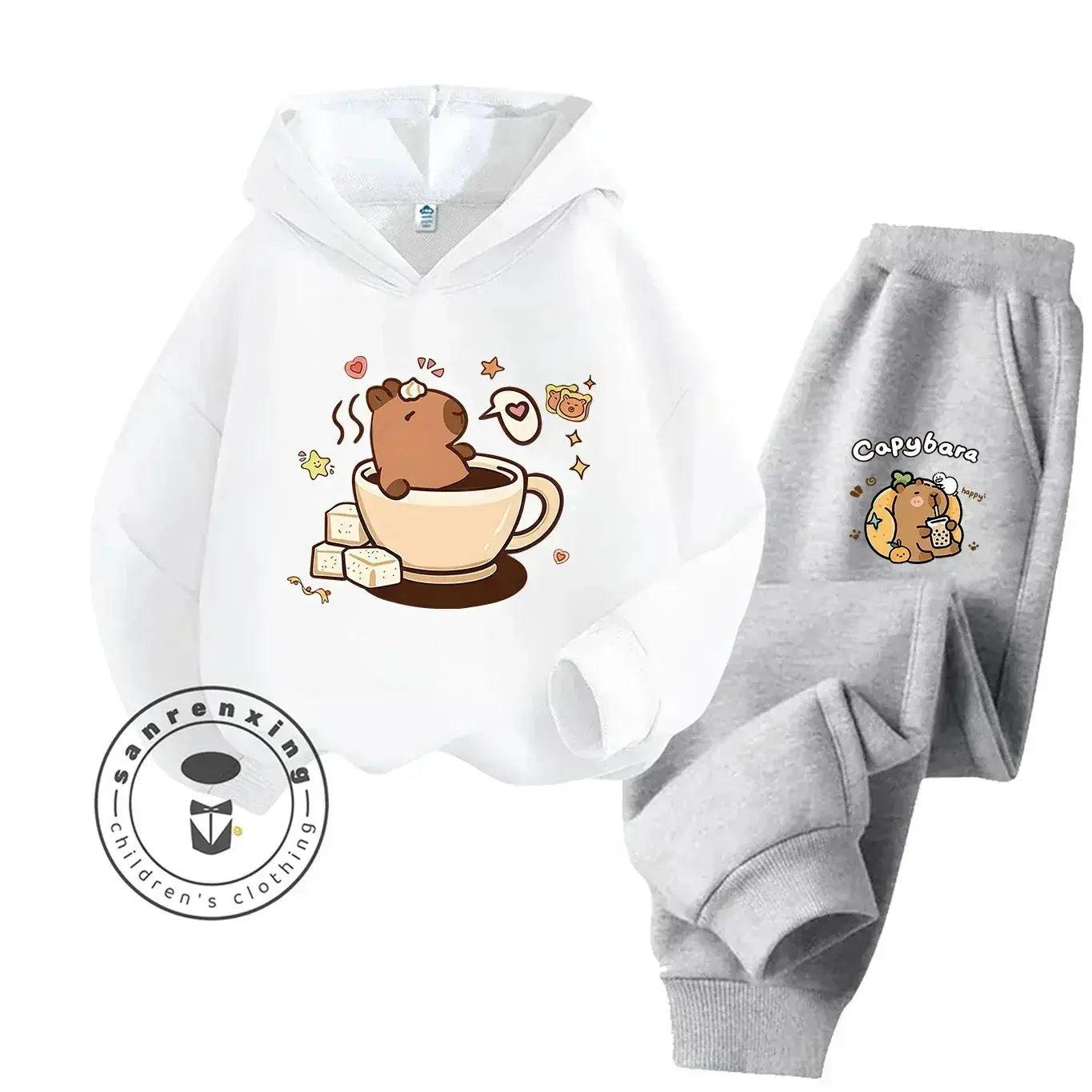  2D Capybara Hoodie Set 2025 New Print Cartoon Fashion Casual Kids Teens Boys Girls Hot Sale Autumn Winter -  ToylandEU™