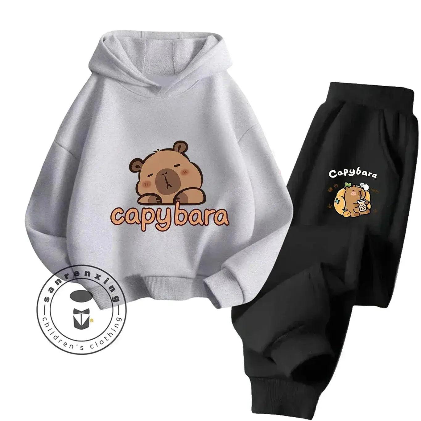  2D Capybara Hoodie Set 2025 New Print Cartoon Fashion Casual Kids Teens Boys Girls Hot Sale Autumn Winter -  ToylandEU™