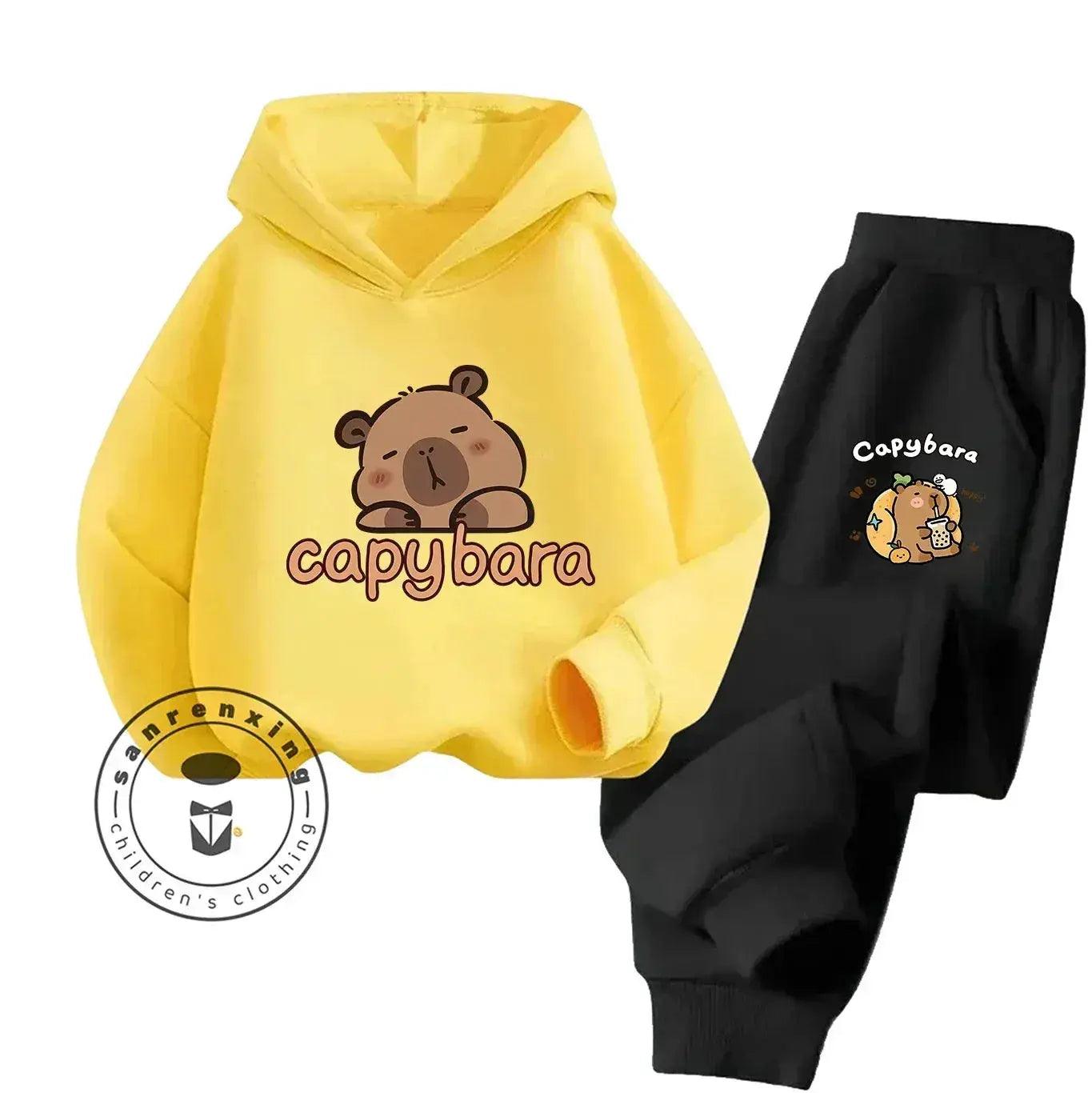  2D Capybara Hoodie Set 2025 New Print Cartoon Fashion Casual Kids Teens Boys Girls Hot Sale Autumn Winter -  ToylandEU™