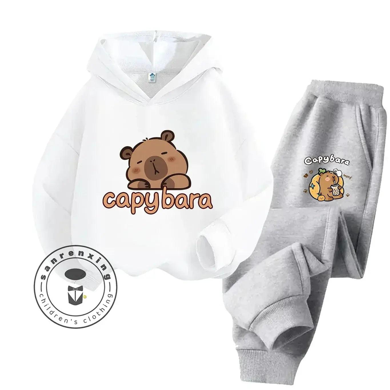  2D Capybara Hoodie Set 2025 New Print Cartoon Fashion Casual Kids Teens Boys Girls Hot Sale Autumn Winter -  ToylandEU™
