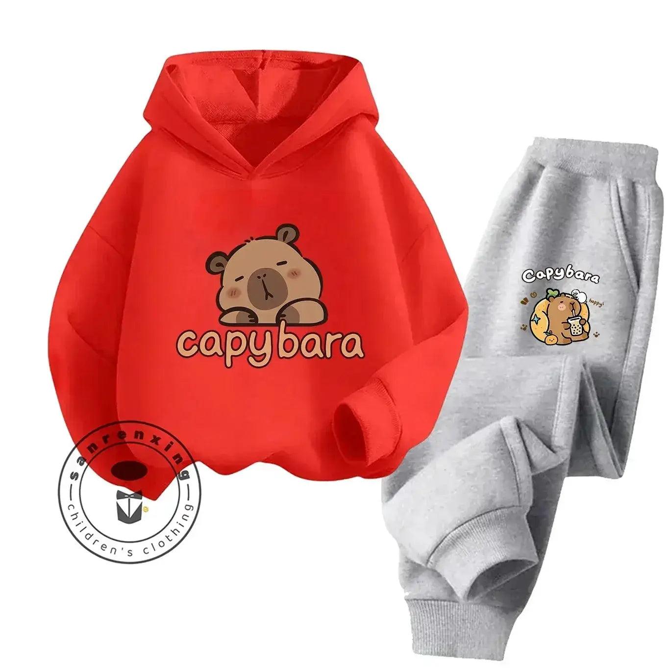  2D Capybara Hoodie Set 2025 New Print Cartoon Fashion Casual Kids Teens Boys Girls Hot Sale Autumn Winter -  ToylandEU™