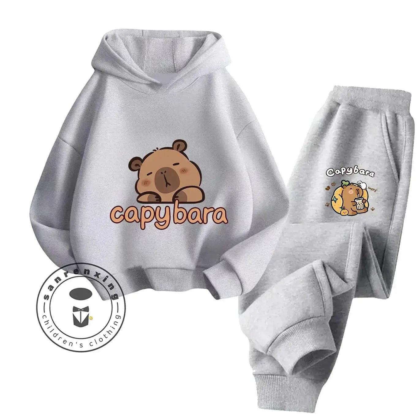  2D Capybara Hoodie Set 2025 New Print Cartoon Fashion Casual Kids Teens Boys Girls Hot Sale Autumn Winter -  ToylandEU™