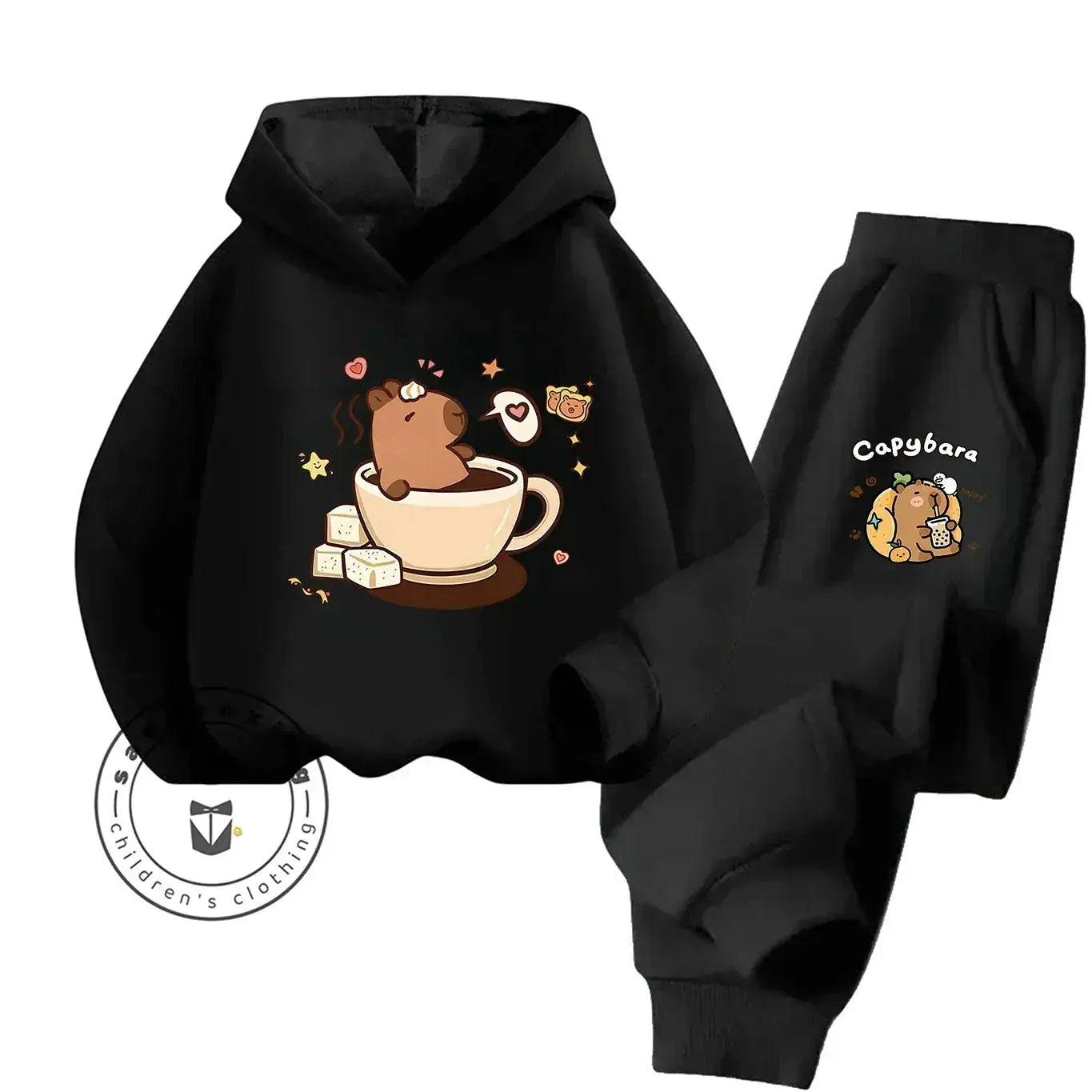  2D Capybara Hoodie Set 2025 New Print Cartoon Fashion Casual Kids Teens Boys Girls Hot Sale Autumn Winter -  ToylandEU™