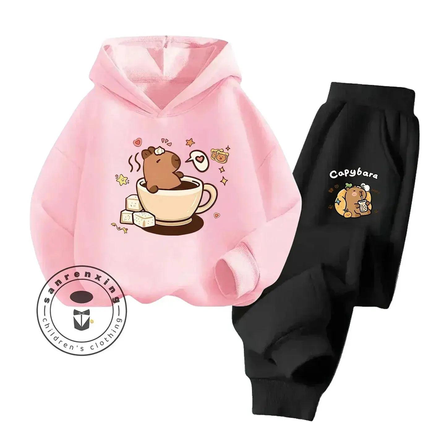  2D Capybara Hoodie Set 2025 New Print Cartoon Fashion Casual Kids Teens Boys Girls Hot Sale Autumn Winter -  ToylandEU™