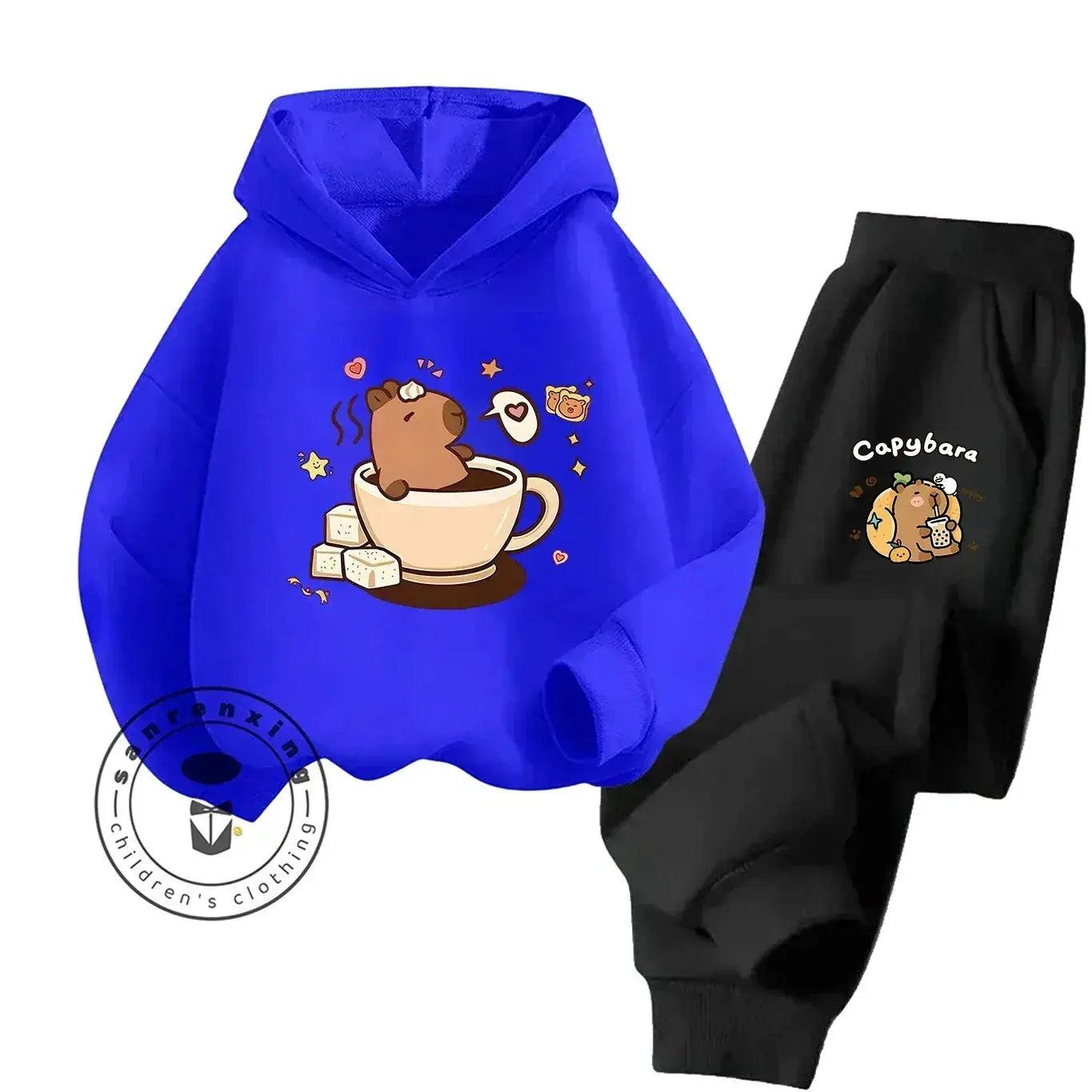  2D Capybara Hoodie Set 2025 New Print Cartoon Fashion Casual Kids Teens Boys Girls Hot Sale Autumn Winter -  ToylandEU™