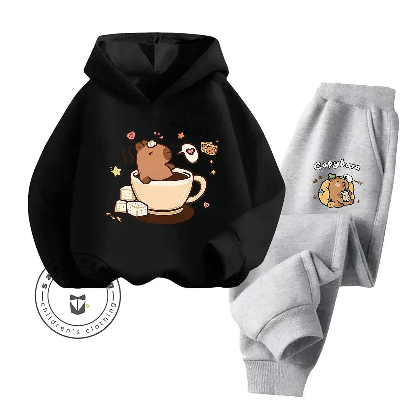  2D Capybara Hoodie Set 2025 New Print Cartoon Fashion Casual Kids Teens Boys Girls Hot Sale Autumn Winter -  ToylandEU™