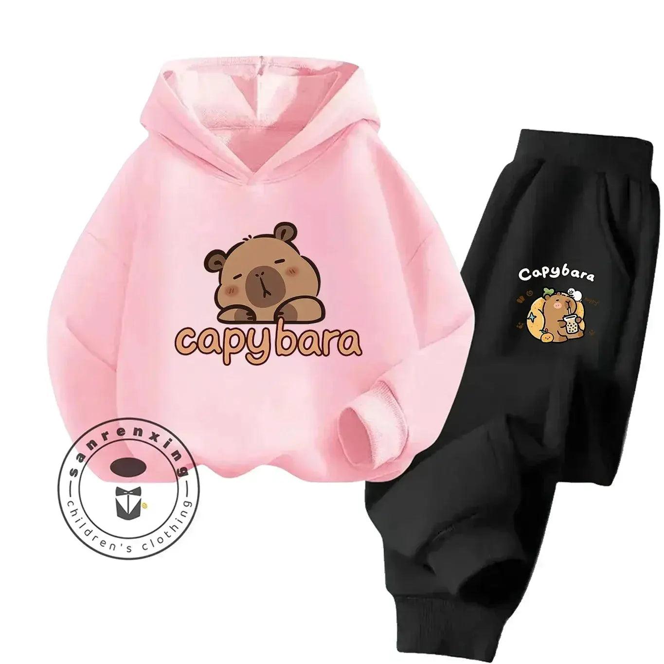  2D Capybara Hoodie Set 2025 New Print Cartoon Fashion Casual Kids Teens Boys Girls Hot Sale Autumn Winter -  ToylandEU™