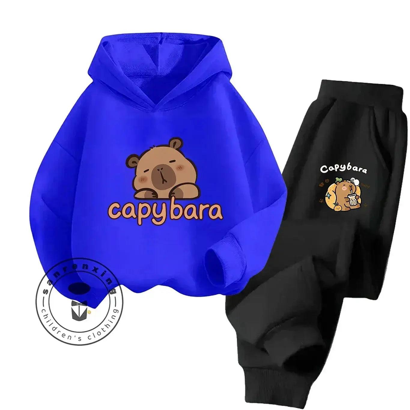  2D Capybara Hoodie Set 2025 New Print Cartoon Fashion Casual Kids Teens Boys Girls Hot Sale Autumn Winter -  ToylandEU™