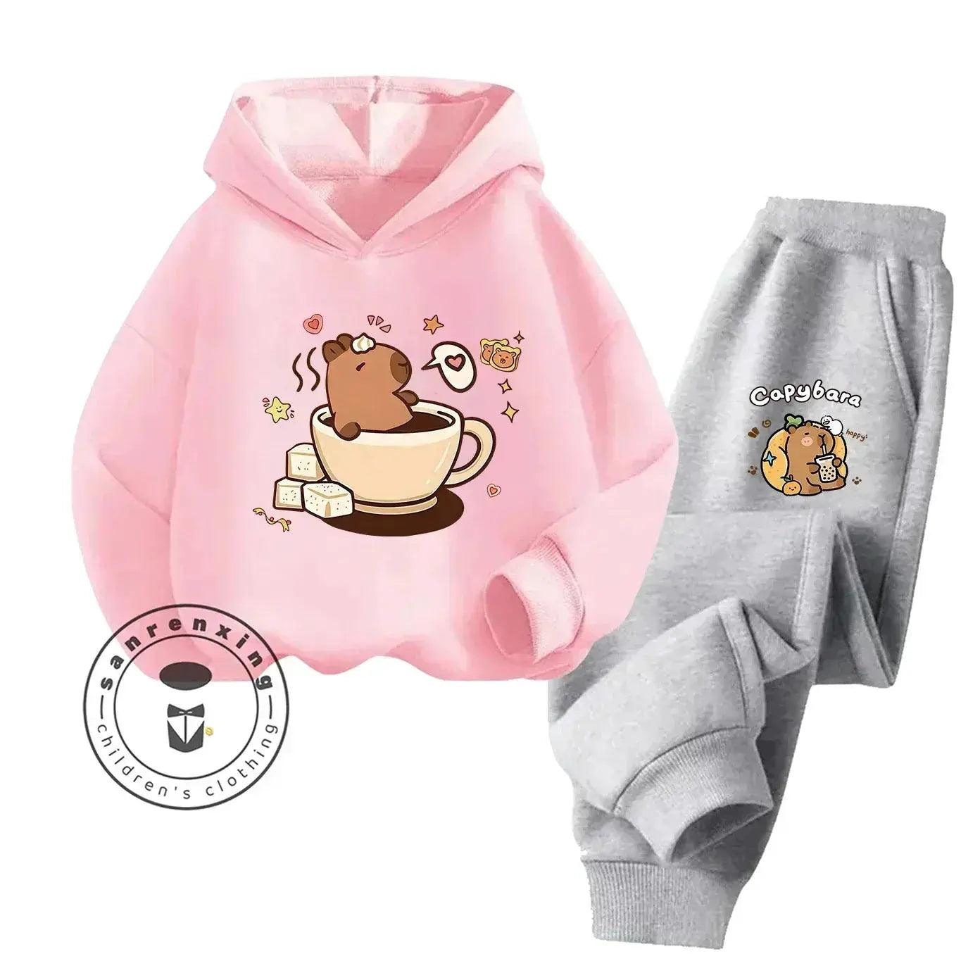  2D Capybara Hoodie Set 2025 New Print Cartoon Fashion Casual Kids Teens Boys Girls Hot Sale Autumn Winter -  ToylandEU™