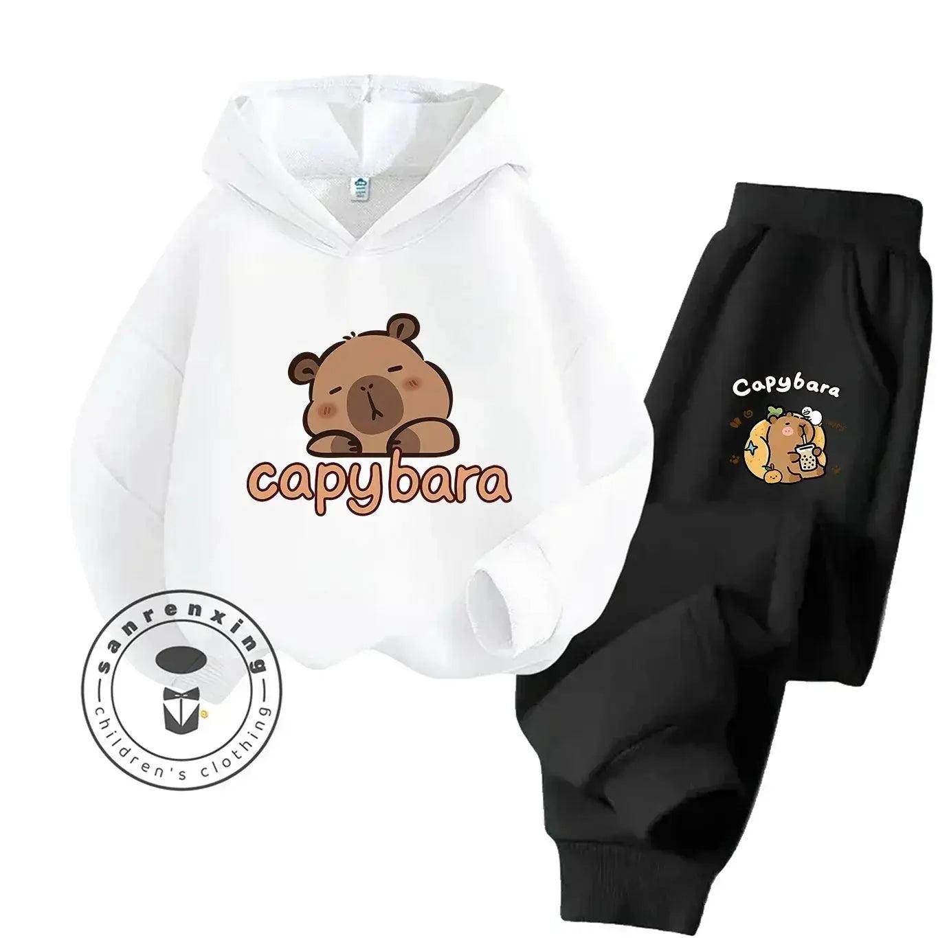  2D Capybara Hoodie Set 2025 New Print Cartoon Fashion Casual Kids Teens Boys Girls Hot Sale Autumn Winter -  ToylandEU™