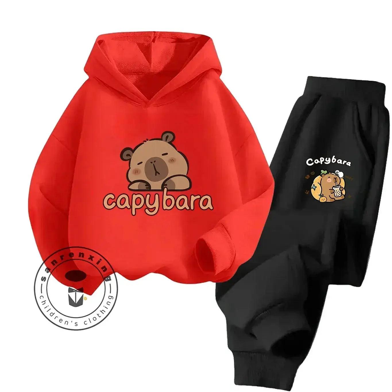  2D Capybara Hoodie Set 2025 New Print Cartoon Fashion Casual Kids Teens Boys Girls Hot Sale Autumn Winter -  ToylandEU™