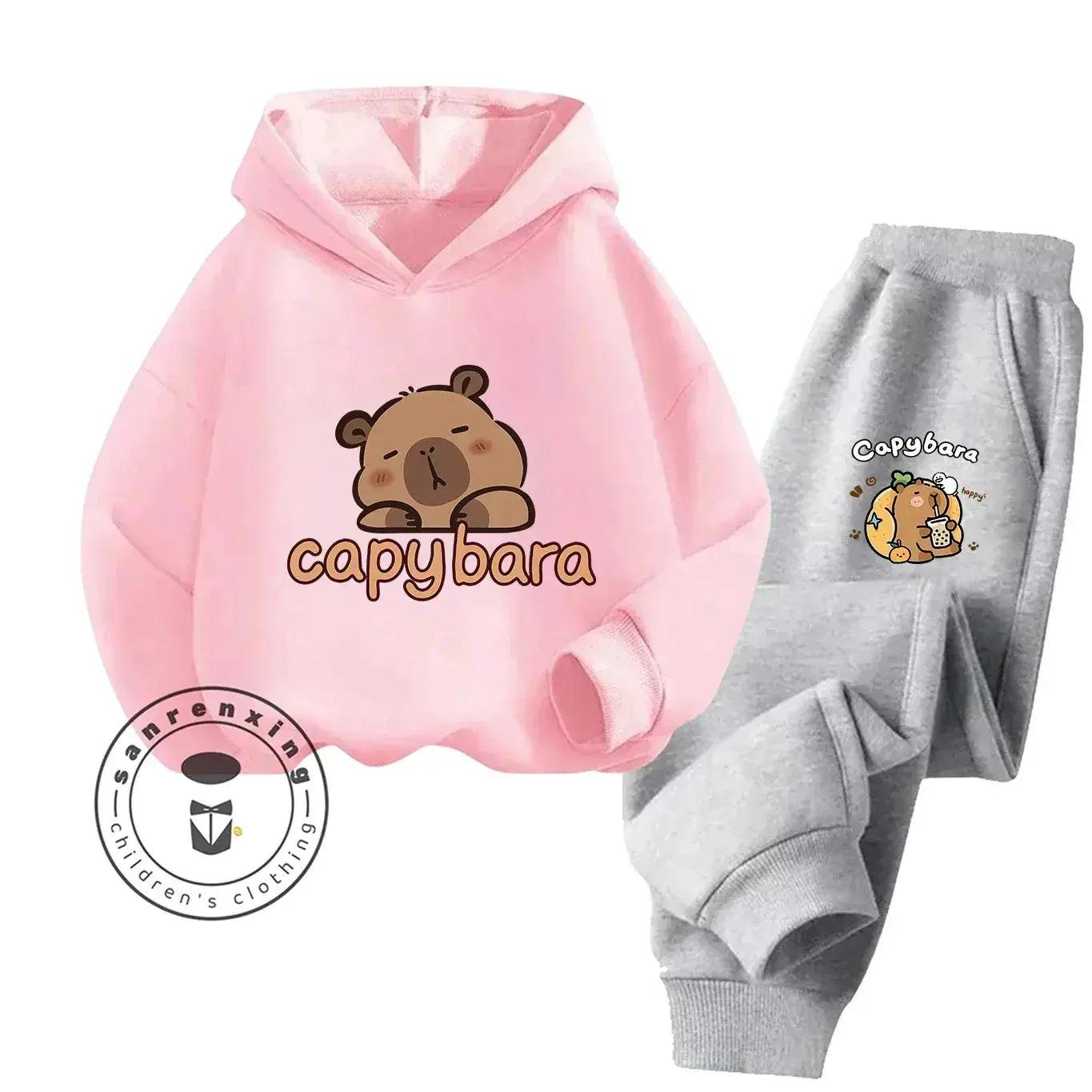  2D Capybara Hoodie Set 2025 New Print Cartoon Fashion Casual Kids Teens Boys Girls Hot Sale Autumn Winter -  ToylandEU™