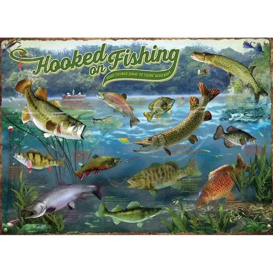 Hooked On Fishing 1000 Piece Jigsaw Puzzle With Fun Facts - ToylandEU