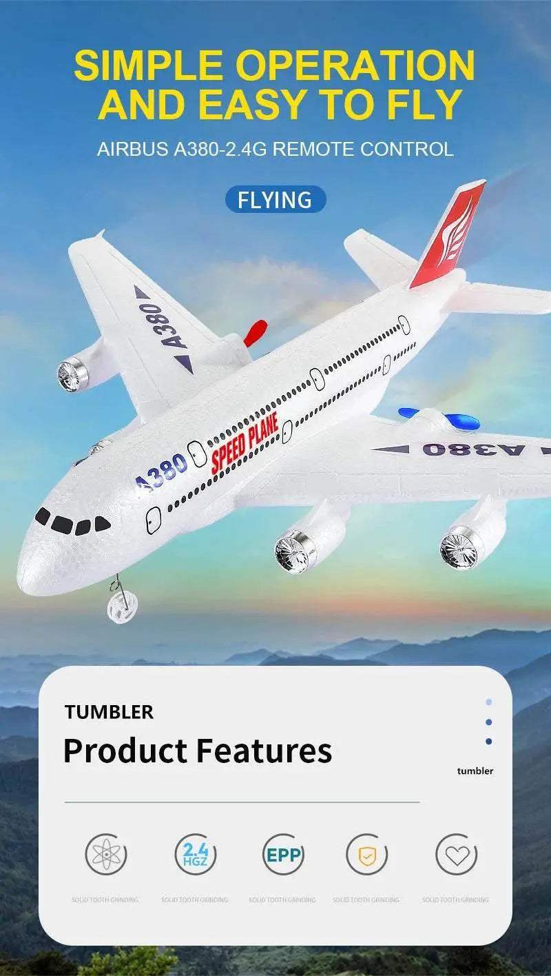 Hot Gyro Airplane Airbus A380 RC Foam Toys Easy Fly Gift - ToylandEU