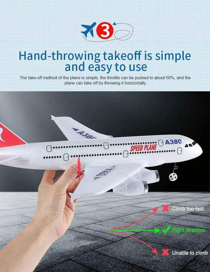 Hot Gyro Airplane Airbus A380 RC Foam Toys Easy Fly Gift - ToylandEU