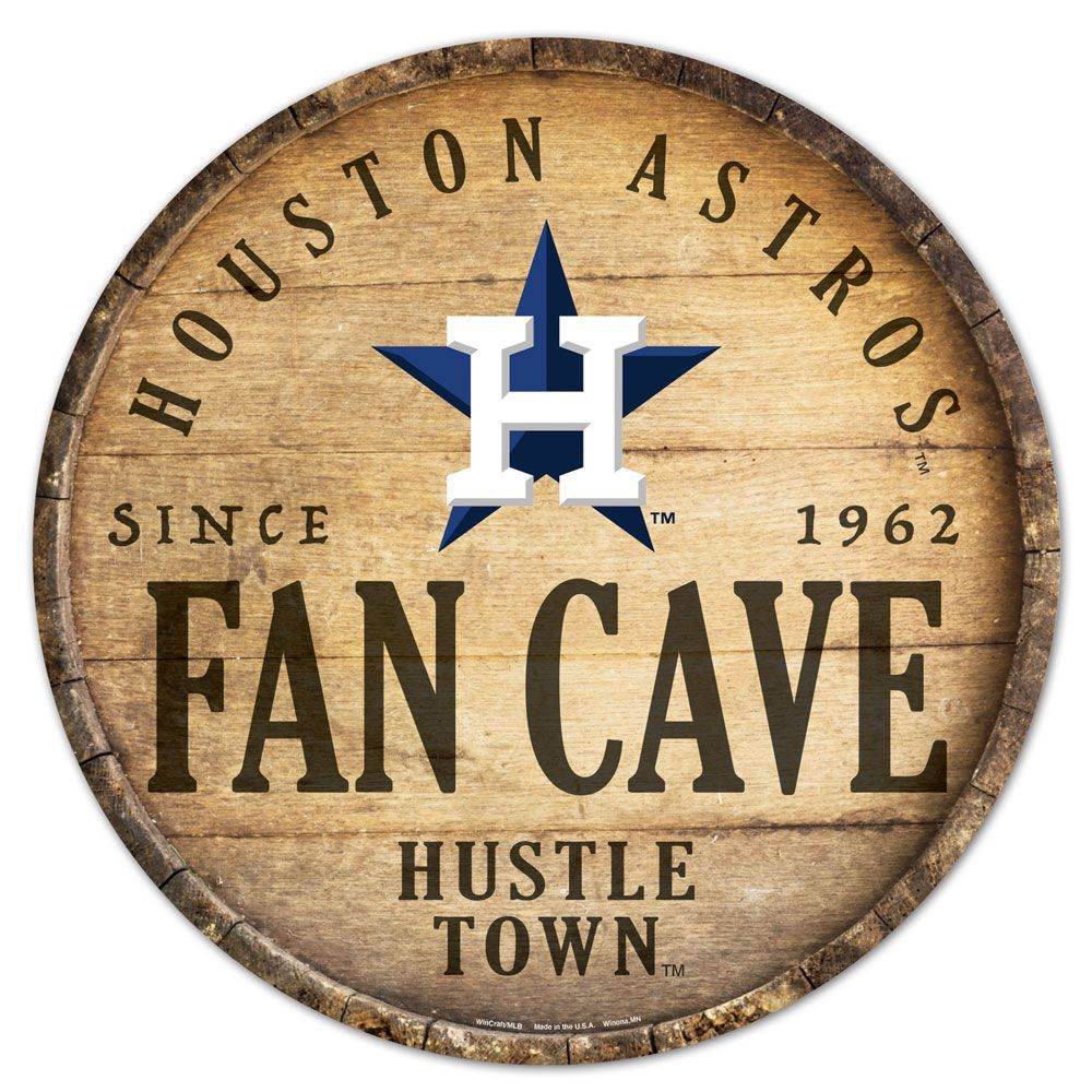 Houston Astros Wood Sign 14 Inch Round Barrel Top Decor - ToylandEU
