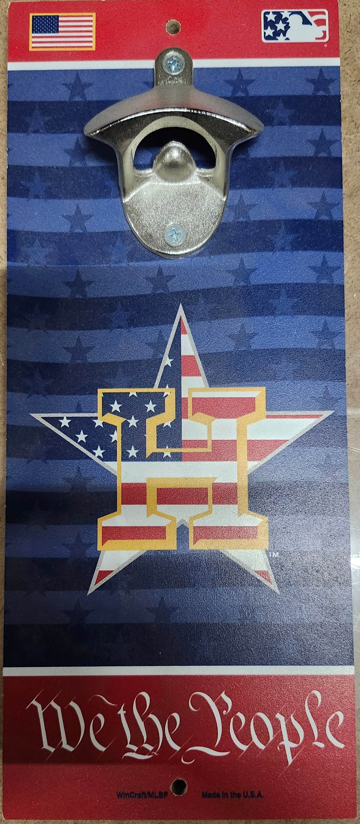 Houston Astros Wood Sign 5x11 Bottle Opener Patriotic - ToylandEU