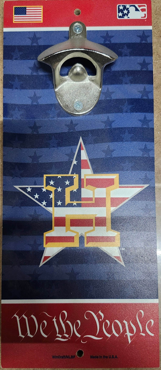 Houston Astros Wood Sign 5x11 Bottle Opener Patriotic - ToylandEU