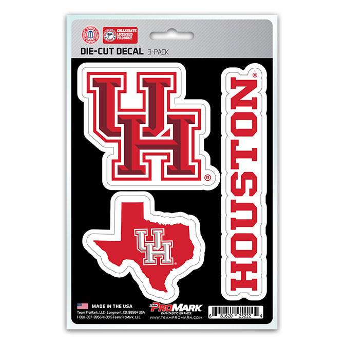 Houston Cougars Die Cut Decals 3 Pack Premium Vinyl USA - ToylandEU