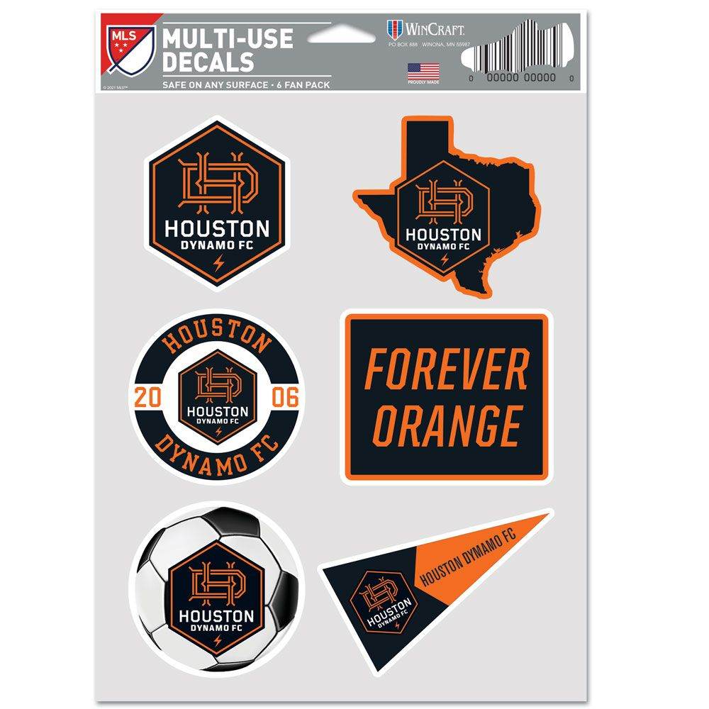 Houston Dynamo Decal Multi Use Fan Pack Six Decals Set - ToylandEU