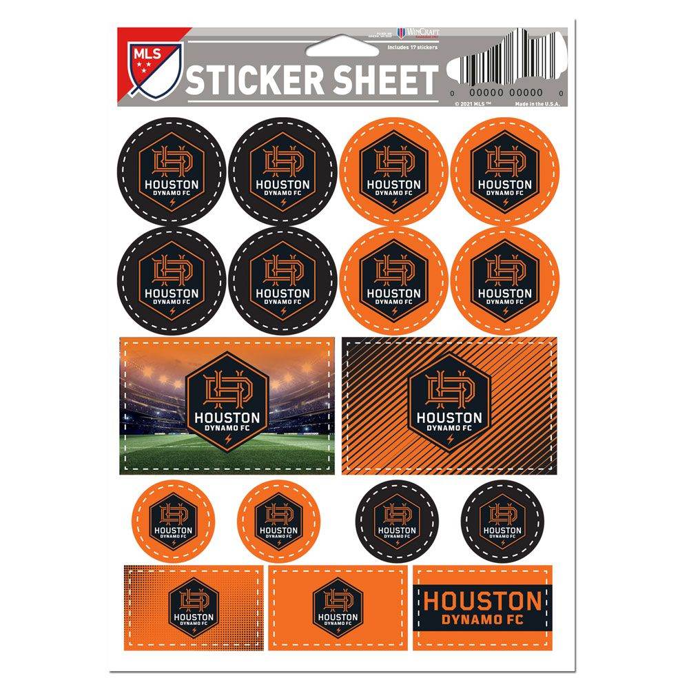 Houston Dynamo Decal Sheet 5x7 Vinyl Premium Sticker Pack - ToylandEU