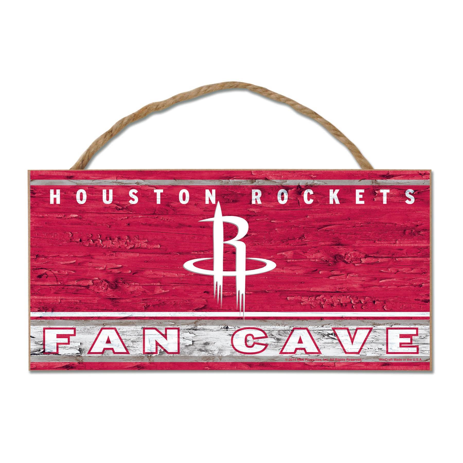 Houston Rockets Wood Sign 5x10 With Rope Fan Cave Display - ToylandEU