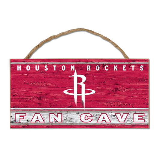 Houston Rockets Wood Sign 5x10 With Rope Fan Cave Display - ToylandEU