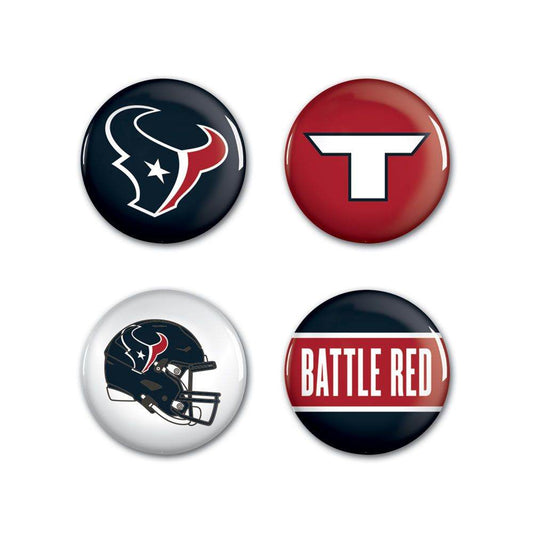 Houston Texans Buttons 4 Pack With Logos And Helmet - ToylandEU