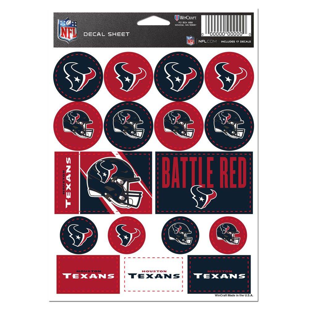 Houston Texans Decal Sheet 5x7 Vinyl Sticker Pack Set - ToylandEU