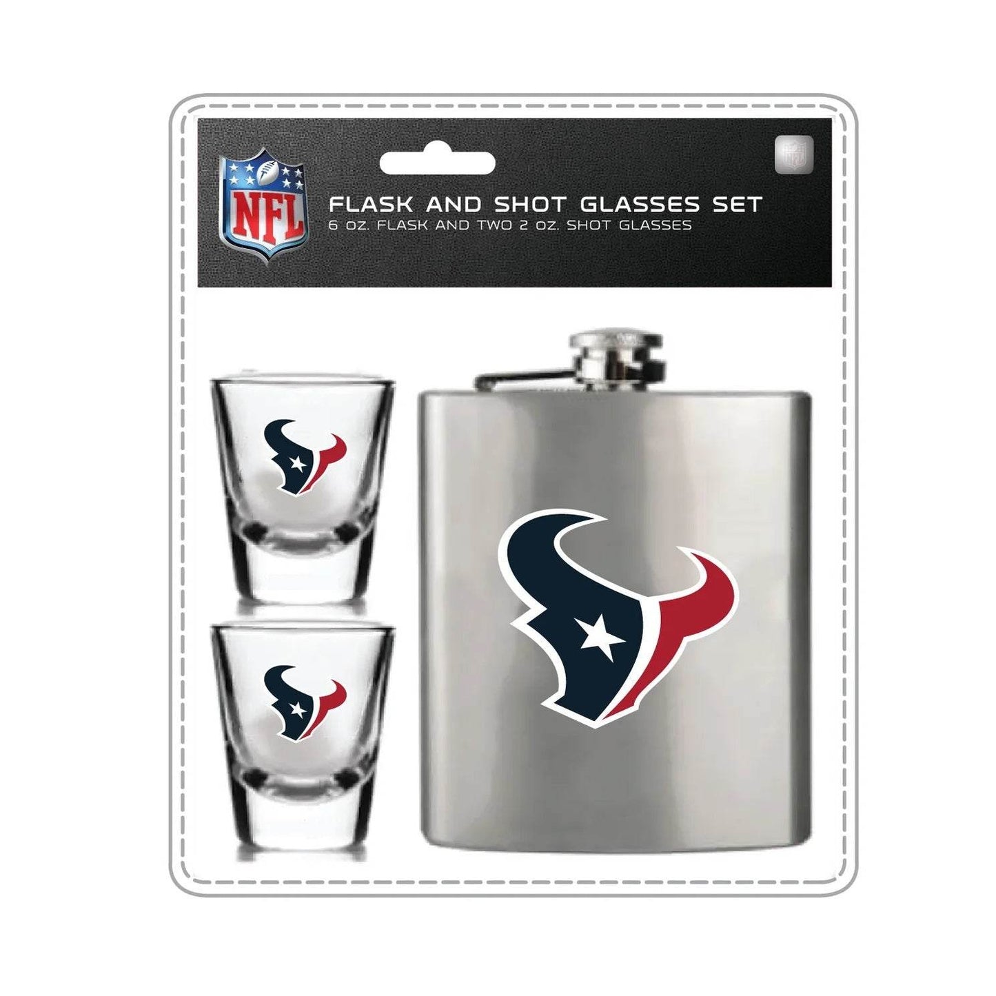 Houston Texans Flask And Shot Glass Set With Team Logo - ToylandEU