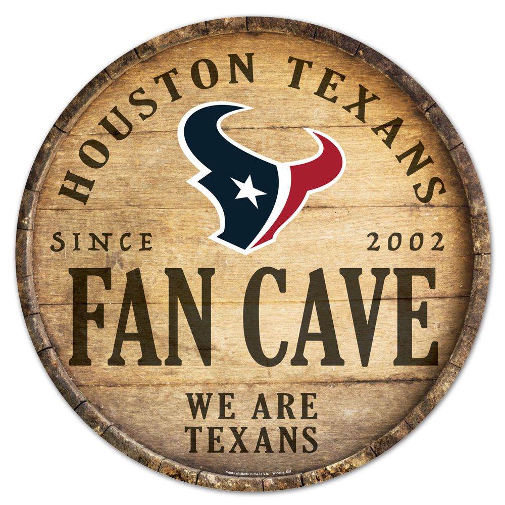 Houston Texans Wood Sign Round Barrel Top 14 Inch Sign - ToylandEU