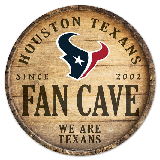 Houston Texans Wood Sign Round Barrel Top 14 Inch Sign - ToylandEU