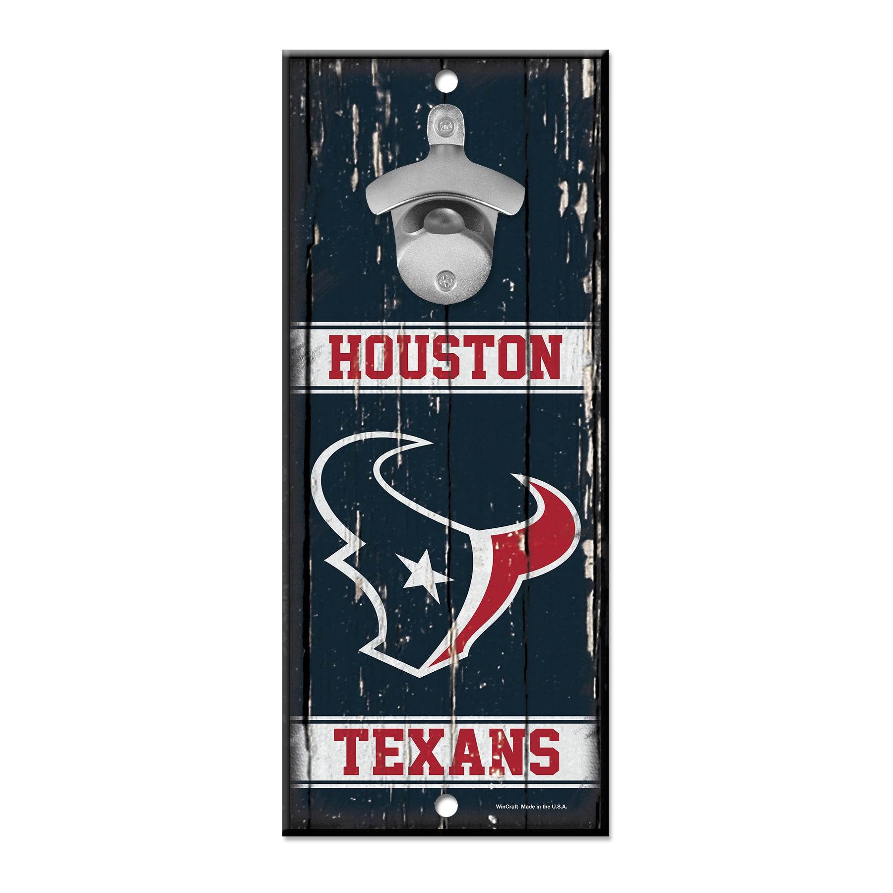 Houston Texans Wood Sign With Bottle Opener 5x11 Alternate - ToylandEU