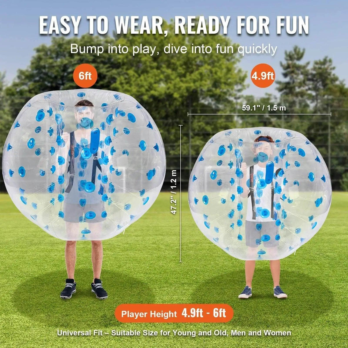  VEVOR 5Ft 1.5M Inflatable Bumper Ball Body Sumo Zorb Balls for Teen and Adult 0.8mm Thick PVC Human Hamster Bubble Balls -  ToylandEU™
