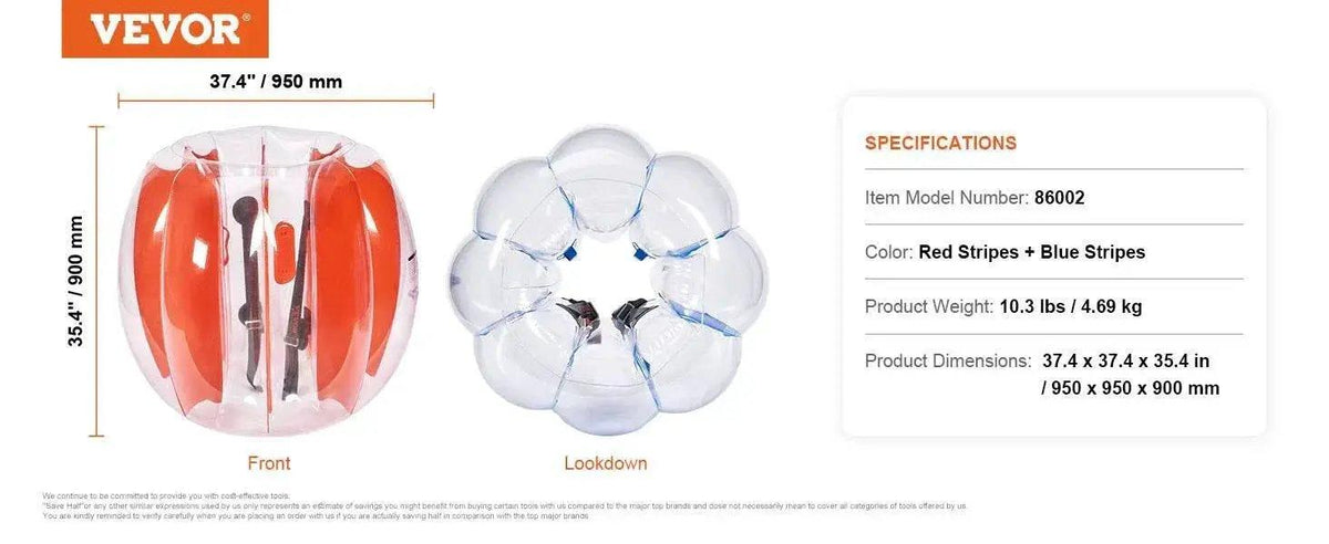  Vevor 2-Pack 2/3Ft Inflatable Bumper Balls for Kids and Teens Durable PVC Body Sumo Zorb Balls Human Hamster Bubble Balls -  ToylandEU™