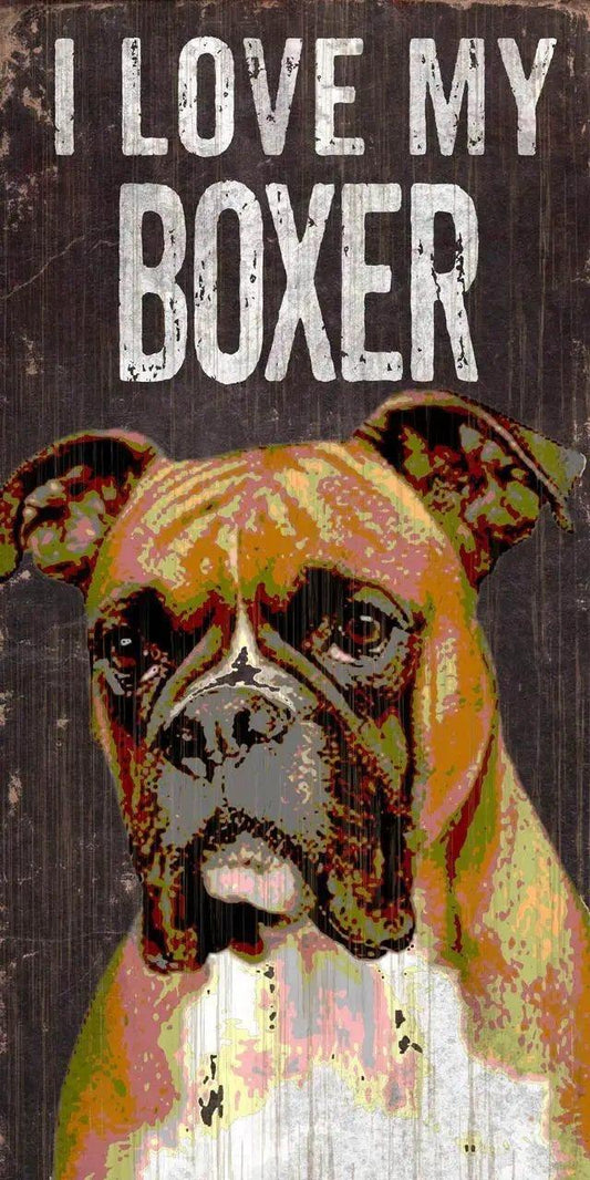  I Love My Boxer Pet Sign Wood 5x10 Inches Hanging Home Decor -  ToylandEU™