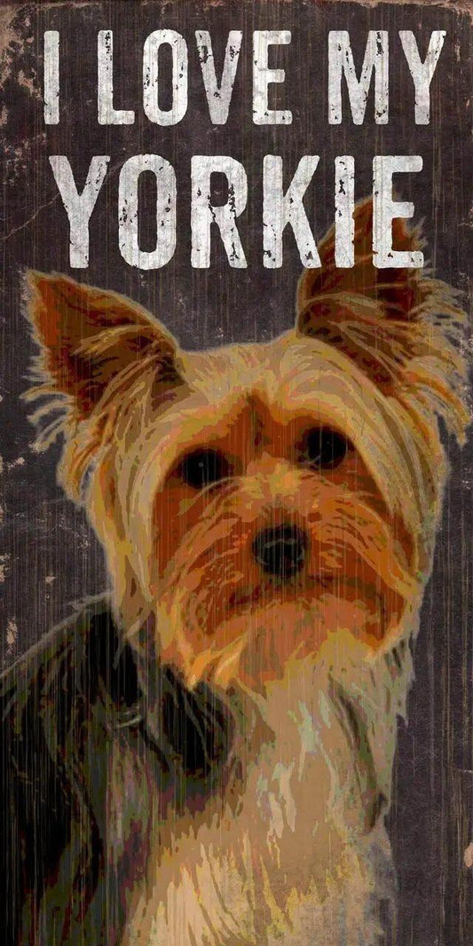  I Love My Yorkie Wood Pet Sign 5x10 Hanging Rope Decor -  ToylandEU™