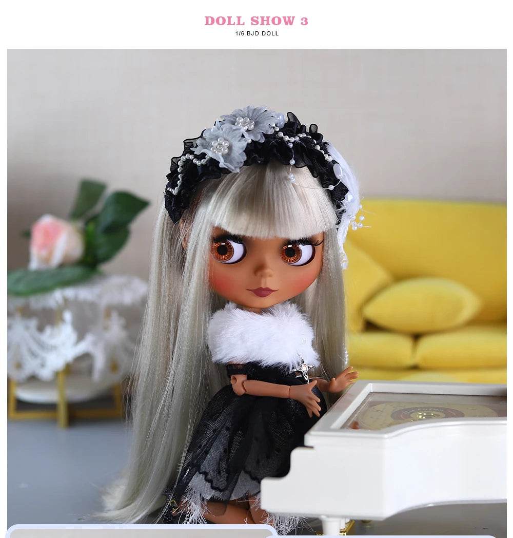 ICY DBS Blyth 1/6 Doll 30cm Black Skin Matte Face Cute Set BJD Full SD - ToylandEU