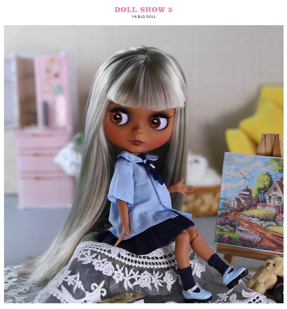ICY DBS Blyth 1/6 Doll 30cm Black Skin Matte Face Cute Set BJD Full SD - ToylandEU