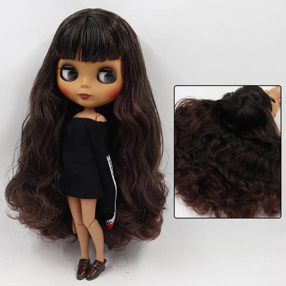 ICY DBS Blyth Doll 1/6 BJD Black Mix Brown Hair 30cm Custom DIY Anime Girl - ToylandEU