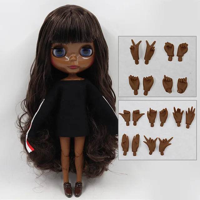ICY DBS Blyth Doll 1/6 BJD Black Mix Brown Hair 30cm Custom DIY Anime Girl - ToylandEU