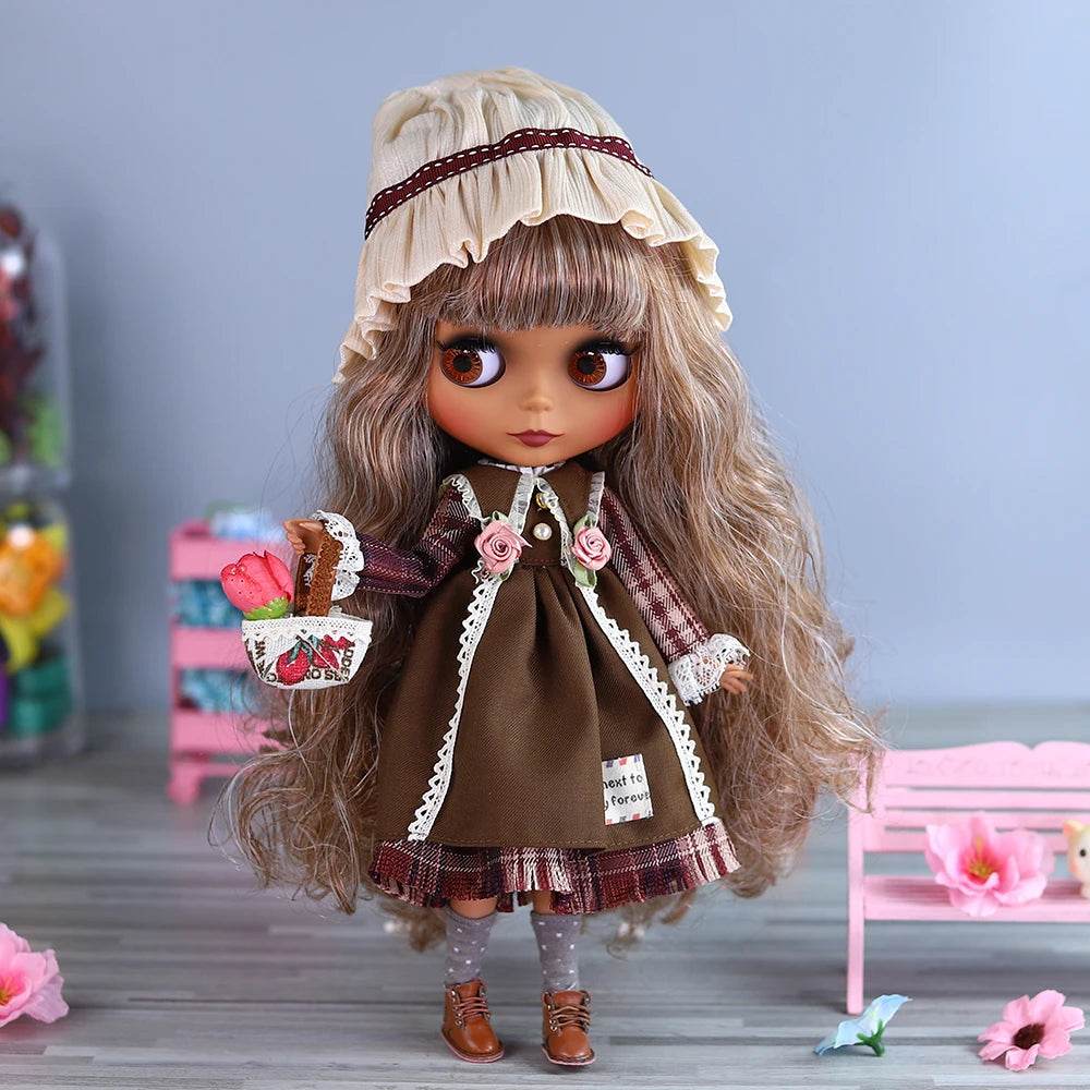 ICY DBS Blyth Doll 1/6 Joint 30cm Black Skin Matte Face Fashion Set Doll BJD Toy Gift - ToylandEU