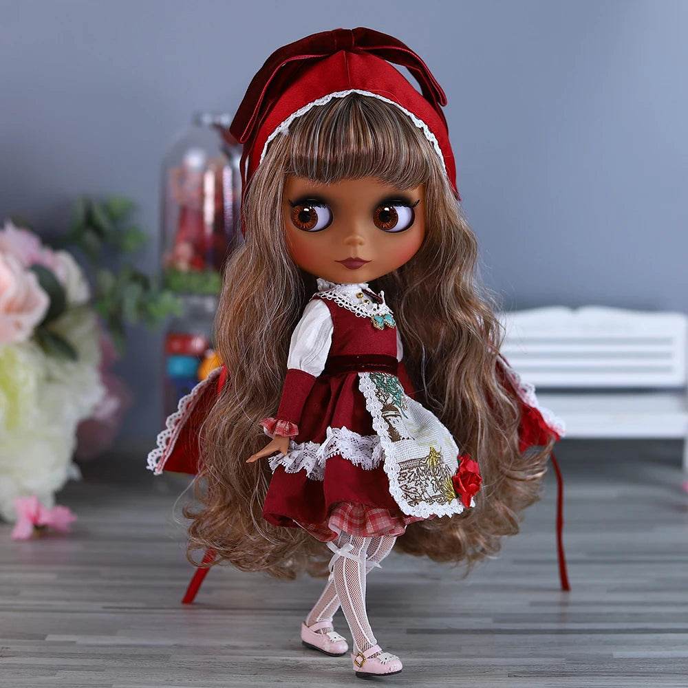 ICY DBS Blyth Doll 1/6 Joint 30cm Black Skin Matte Face Fashion Set Doll BJD Toy Gift - ToylandEU