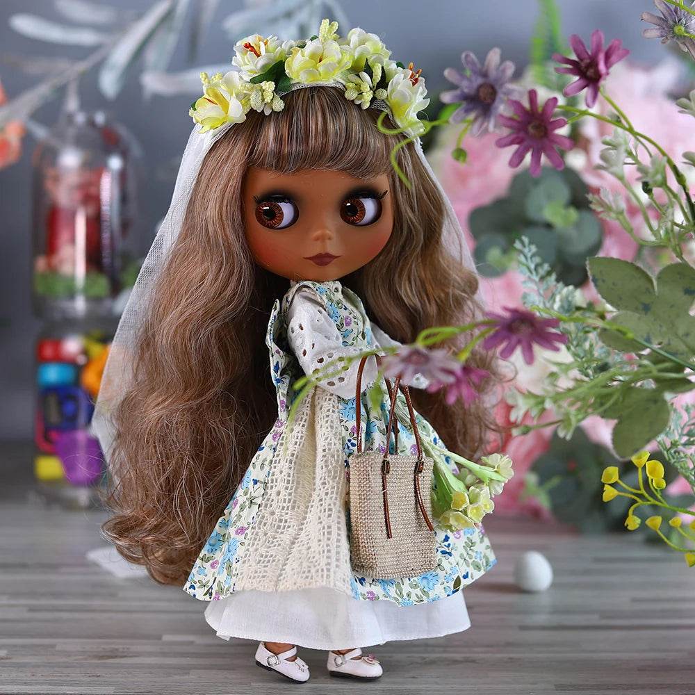 ICY DBS Blyth Doll 1/6 Joint 30cm Black Skin Matte Face Fashion Set Doll BJD Toy Gift - ToylandEU