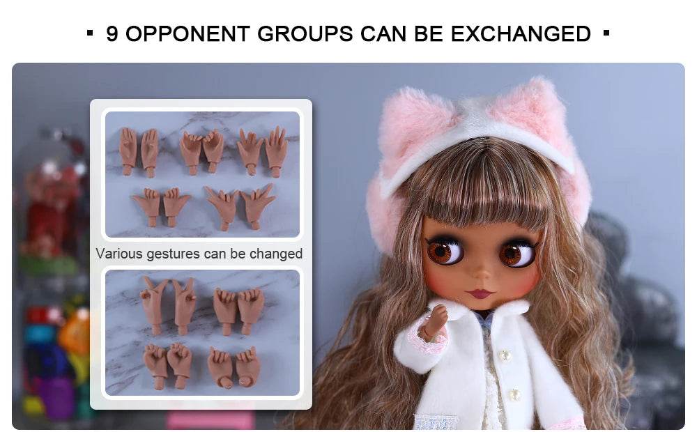 ICY DBS Blyth Doll 1/6 Joint 30cm Black Skin Matte Face Fashion Set Doll BJD Toy Gift - ToylandEU