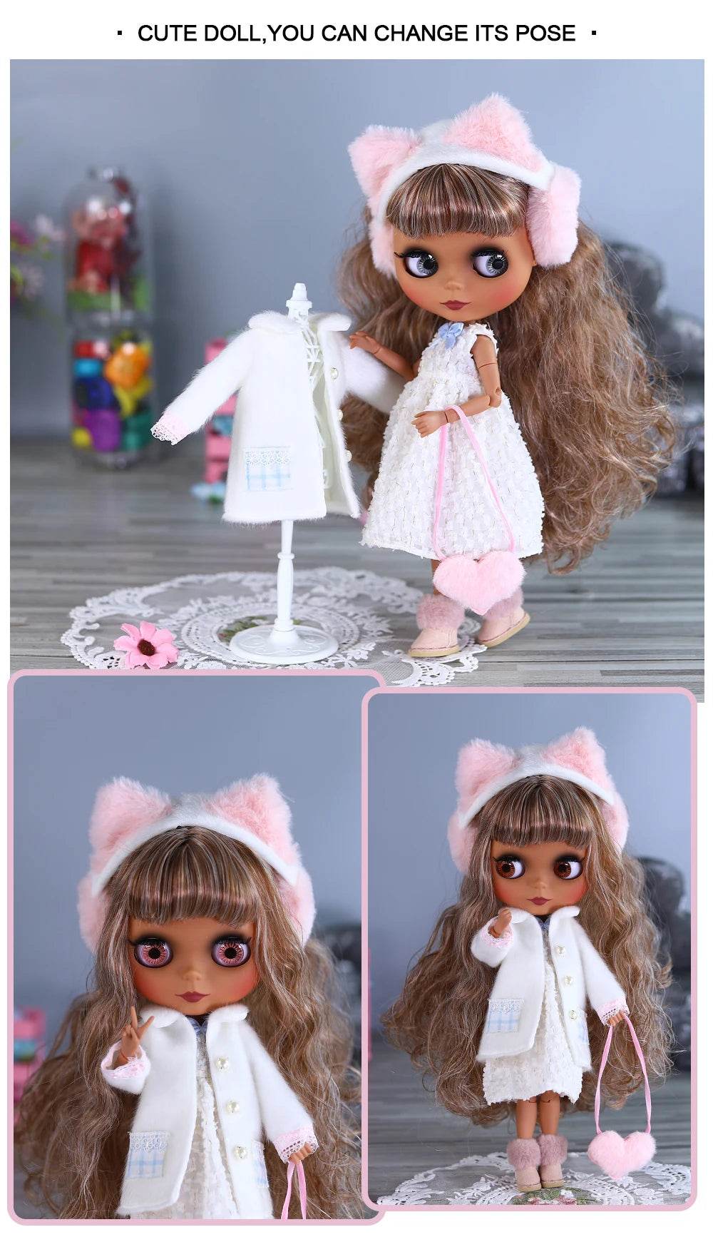 ICY DBS Blyth Doll 1/6 Joint 30cm Black Skin Matte Face Fashion Set Doll BJD Toy Gift - ToylandEU