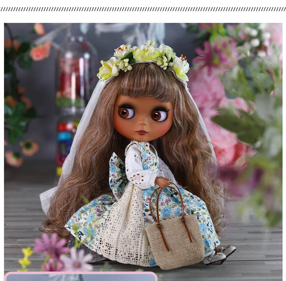 ICY DBS Blyth Doll 1/6 Joint 30cm Black Skin Matte Face Fashion Set Doll BJD Toy Gift - ToylandEU