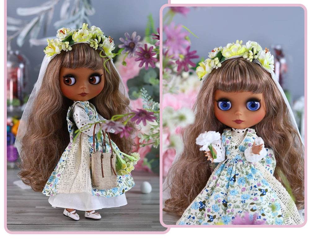 ICY DBS Blyth Doll 1/6 Joint 30cm Black Skin Matte Face Fashion Set Doll BJD Toy Gift - ToylandEU