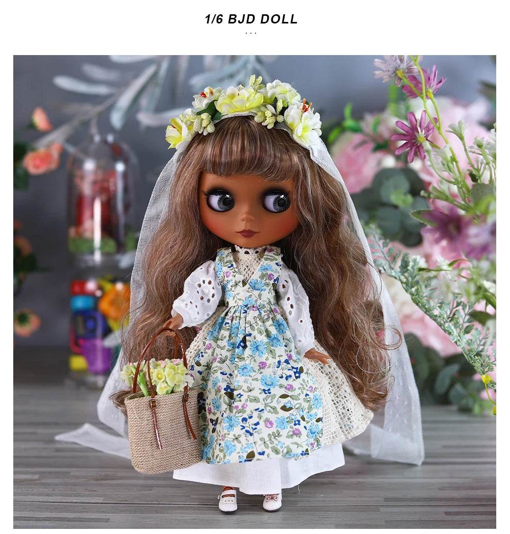 ICY DBS Blyth Doll 1/6 Joint 30cm Black Skin Matte Face Fashion Set Doll BJD Toy Gift - ToylandEU