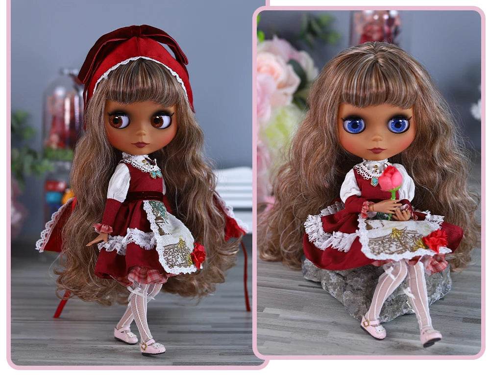 ICY DBS Blyth Doll 1/6 Joint 30cm Black Skin Matte Face Fashion Set Doll BJD Toy Gift - ToylandEU
